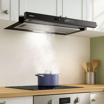 CIARRA CBCB6909A A+ Flachschirmhaube Abluft/Umluft 60 cm – Schwarz