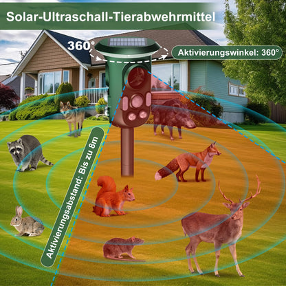 GartenPro Ultraschall Tiervertreiber Katzenschreck Marderschreck – Solar Blitz