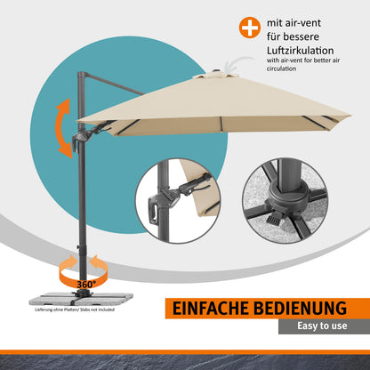 Schneider Sonnenschirm Rhodos Twist 300 x 300 cm natur