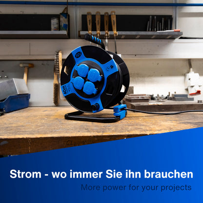 REV Kabeltrommel Outdoor - IP44 40m schwarz 4 Steckdosen