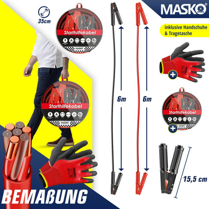 MASKO Starthilfekabel Überbrückungskabel 6 m 50 mm² 3000 A 12/24 V