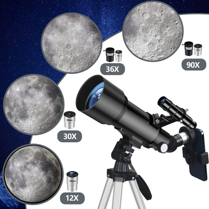Misilmp Astronomie Refraktor Teleskop 70/400 schwarz für Anfänger