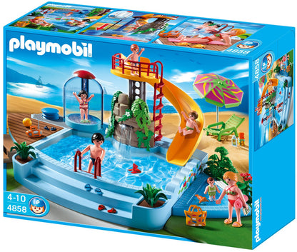 PLAYMOBIL 4858 Freibad mit Rutsche Spielset – Wasserspielzeug