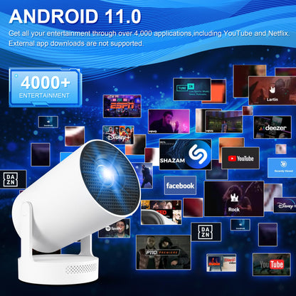Mini Beamer Tragbarer Projektor WiFi 6 Android 11 1080P Autofokus