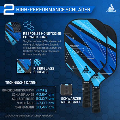 JOOLA Blue Lightning Pickleball Set – 2 Schläger, Tasche, 7-teilig