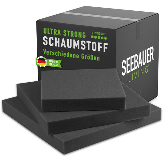 SEEBAUER living Schaumstoff RG 60/70 Polsterplatte, 160x40x5 cm. Für Polsterarbeiten an Sitzmöbeln und Rückenlehnen.