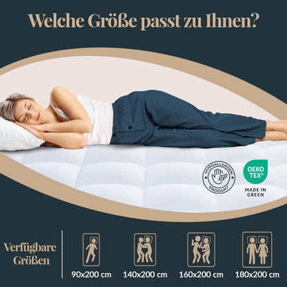 GMTEXTILES Matratzen-Topper – 140x200 cm, 5 cm Oeko-TEX