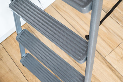 DRABEST Stehleiter 8 Stufen – Trittleiter aus Stahl Grau