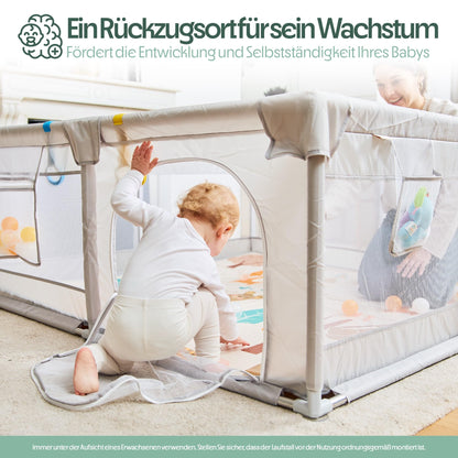 Akeraq Laufgitter 127x127cm – Baby Laufstall mit Matratze