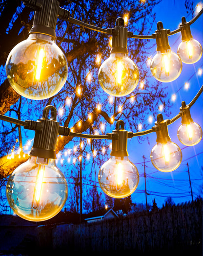 Zuske 30M Lichterkette Außen, LED Lichterkette Aussen strom mit 50+2 Warmweiße G40 Bruchsicher Glühbirnen, IP65 Wasserdicht Outdoor Lichterketten für Garten Terrasse Hochzeiten Partys Bistro Balkon