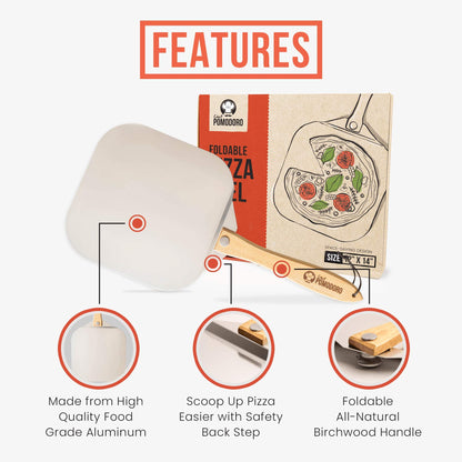 Chef Pomodoro Pizza-Set Pizzaschieber 30 x 36 cm und Pizzaschneider