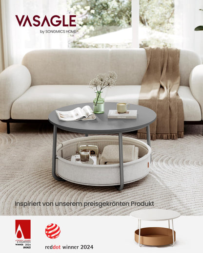 VASAGLE Couchtisch LCT244G01 mit Stauraum - zementgrau-cremeweiss