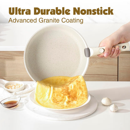 SENSARTE 17-tlg. Kochgeschirr antihaft – weiss, abnehmbarer Griff