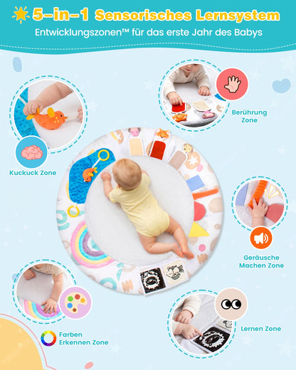 Oneyus Spielbogen Baby mit Krabbeldecke, 5 Greiflinge, ab Geburt