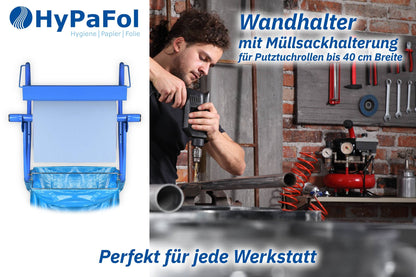 Hypafol Putztuchrollenhalter Wandhalter HY-88524 mit Abfallsackkorb