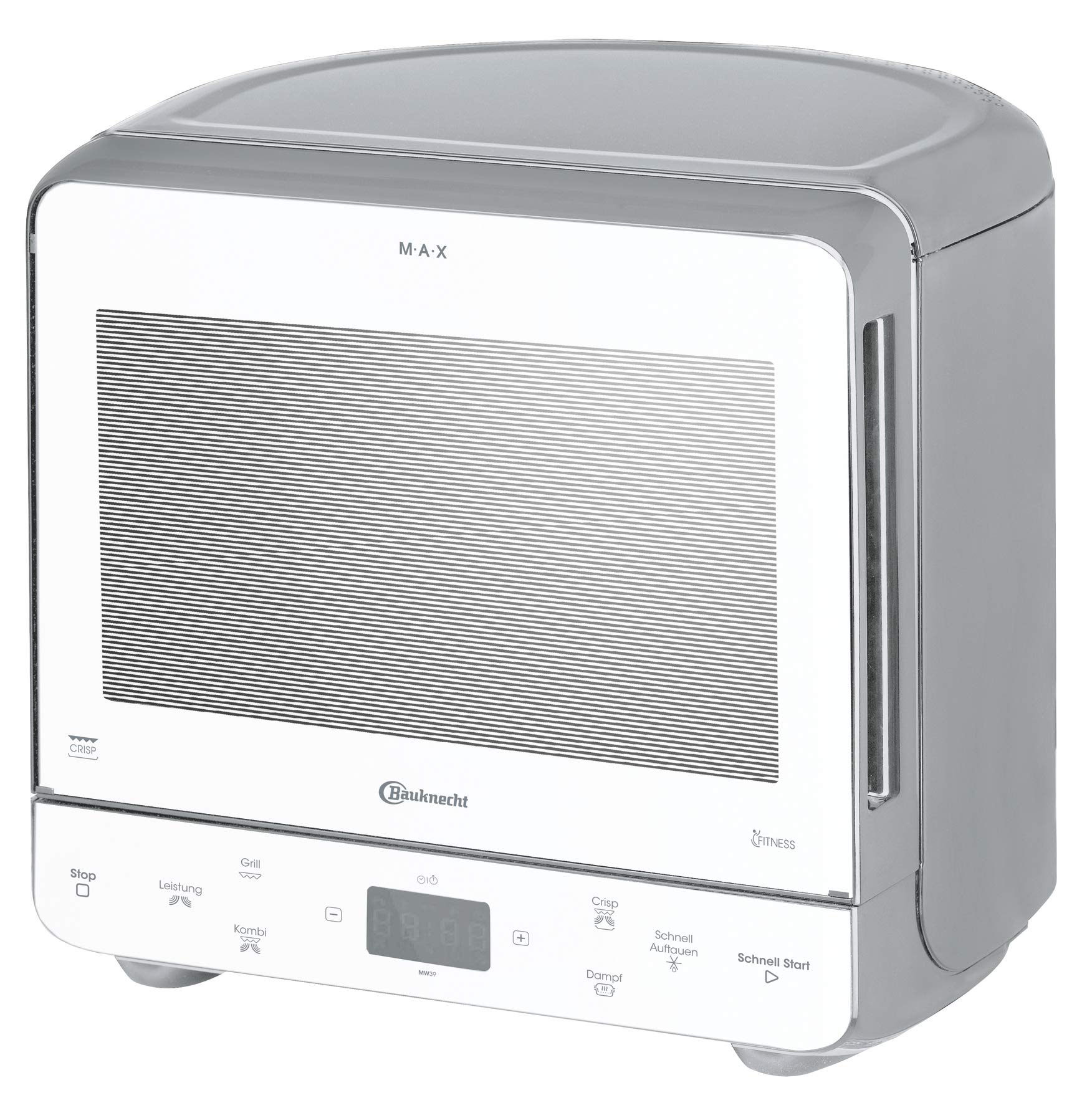 Bauknecht MW 39 WSL Mikrowelle mit Grill und Crisp-Funktion, 13 L in Weiss/Silber