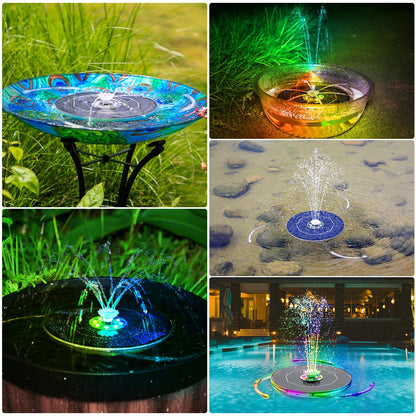 AISITIN Solar Springbrunnen 6,5W mit LED, Akku und 9 Düsen