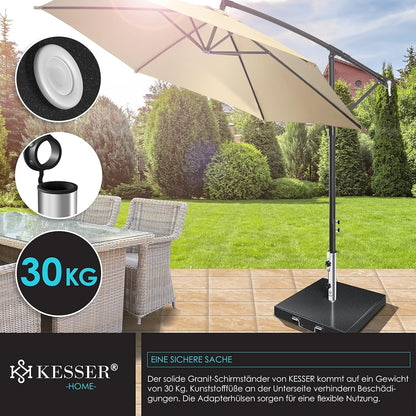 KESSER Granit Sonnenschirmständer 30 kg mit Edelstahlrohr, Anthrazit