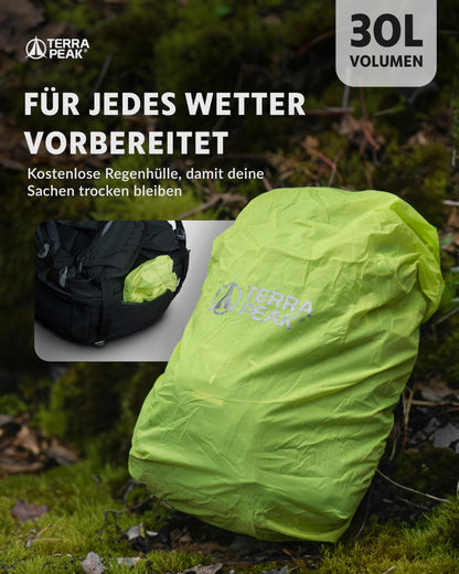 Terra Peak Flex 30 Wanderrucksack 30L mit Rückenbelüftung, schwarz