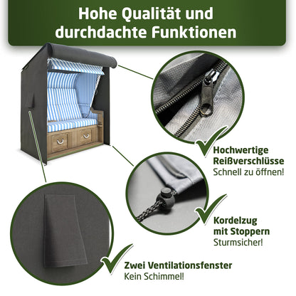 WALDNER Strandkorb Schutzhülle Oxford 600D - 135x105x175 cm Anthrazit