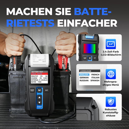 TOPDON BT300P KFZ Batterietester - mit Drucker, 12V/24V