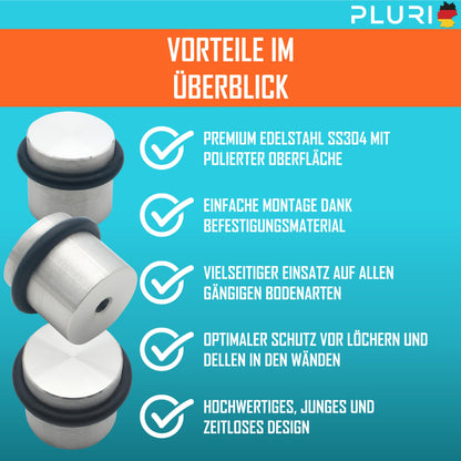PLURI Premium Bodentürstopper Edelstahl – 10er Set zum Schrauben
