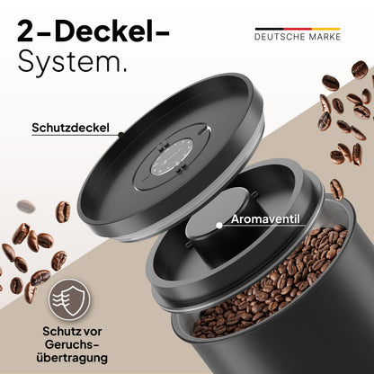 JODORA Kaffeedose Edelstahl luftdicht 1 kg mit Vakuumverschluss