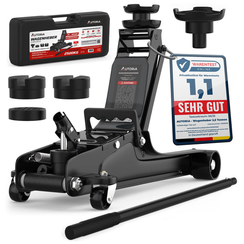 AUTORIA Wagenheber 2.5T flach hydraulisch mit Koffer
