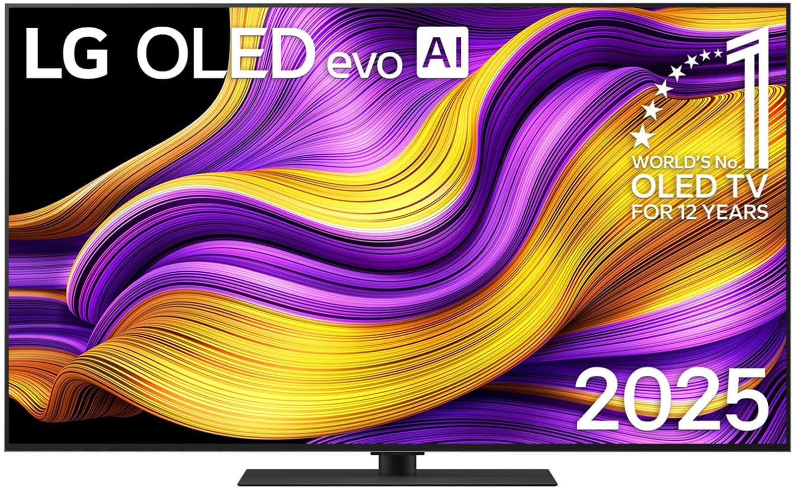 LG OLED55G59LS 4K OLED evo AI TV - 55 Zoll (2025). Rechteckiger, schwarzer Fernseher mit dünnem Rahmen zur scharfen Darstellung von 4K-Inhalten.