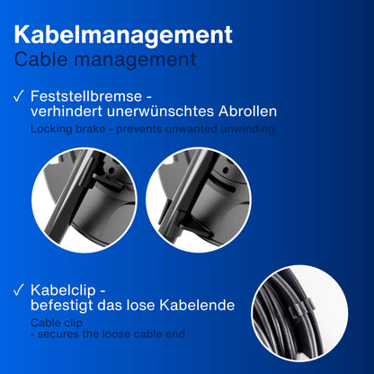 REV Kabeltrommel 50m Outdoor, IP44, 4 Schutzkontaktsteckdosen, blau