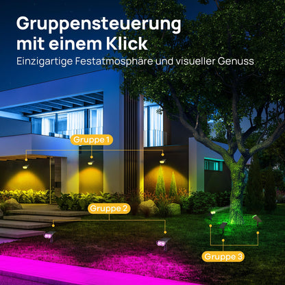 Linkind SL5 Smart Solar Gartenstrahler 4er Set mit Bewegungsmelder