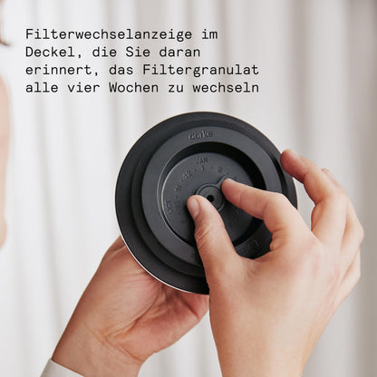 Aarke Purifier Wasserfilterkanne Glas & Edelstahl – 3er-Filter Set