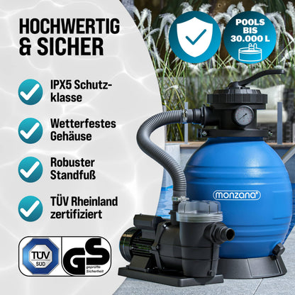 MONZANA Sandfilteranlage SF96K Poolfilter 9600 l/h selbstansaugend