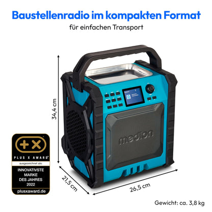 MEDION P66896 Baustellenradio - DAB+ Bluetooth Akku