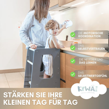 Kywai Montessori Lernturm ab 1 Jahr – Bambus, höhenverstellbar