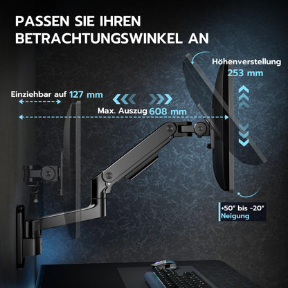 ARES WING Monitor Wandhalterung Heavy Duty 17-49 Zoll - Schwarz
