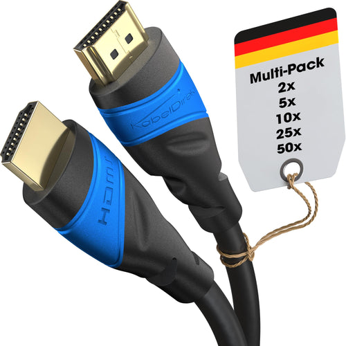 KabelDirekt HDMI-Kabel 8K@60Hz/4K@120Hz, High Speed, 5x 3 m – Stecker mit vergoldeten Kontakten