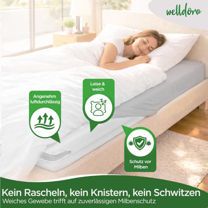 Welldora Milbenbezug Matratze 140x200 – Encasing mit Reissverschluss