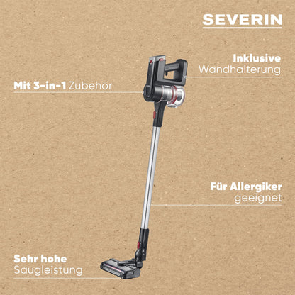 Severin HV 7168 Akku-Staubsauger 2in1 - Schwarz/Rot