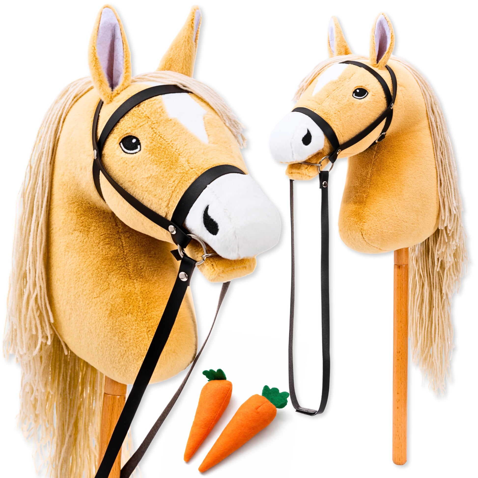 Hoofly Hobby Horse Steckenpferd A3 mit Trense, Beige Haflinger – weiches Stockpferd für Kinder