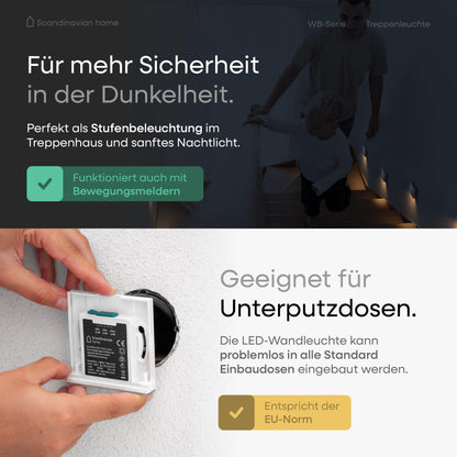 Scandinavian home 6er Set LED Treppenlicht Aussen/Innen Warmweiss