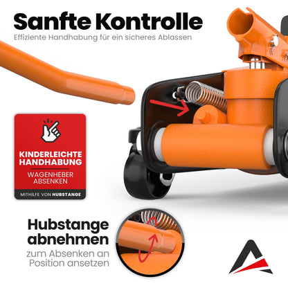 Rangierwagenheber 2,5T extra flach – Hydraulisch Orange