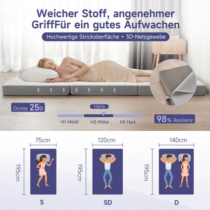 Z-hom Klappmatratze 140 x 195 cm, 3-teilige Faltmatratze, 10 cm