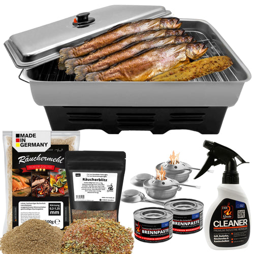 Eversmoke Deluxe Tischräucherofen XL Set Edelstahl mit Brennpaste