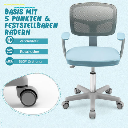 COSTWAY Kinderschreibtischstuhl drehbar höhenverstellbar – Blau