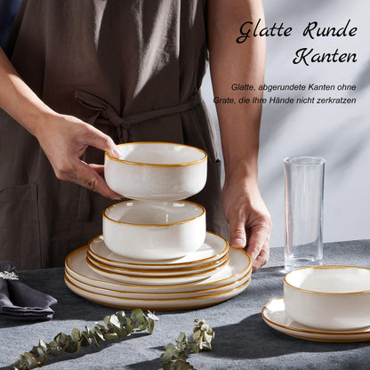 Homikit Geschirrset 18-tlg Steinzeug für 6 Personen – Jupiter Beige