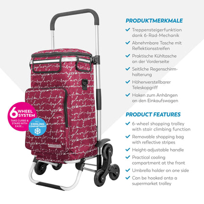 Rubberneck Klappbarer Einkaufswagen mit Kühlfach - Rot