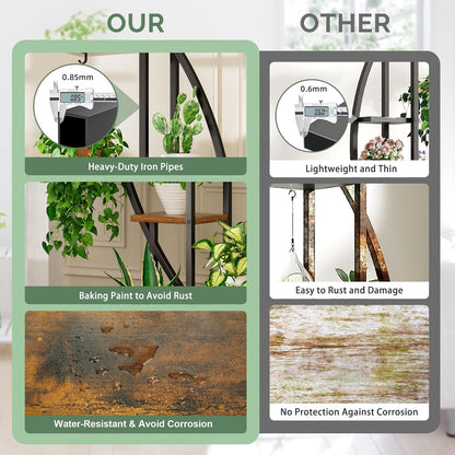 BACEKOLL 6 Ebenen Blumenständer mit Wachstumslichtern Schwarz 2er-Set