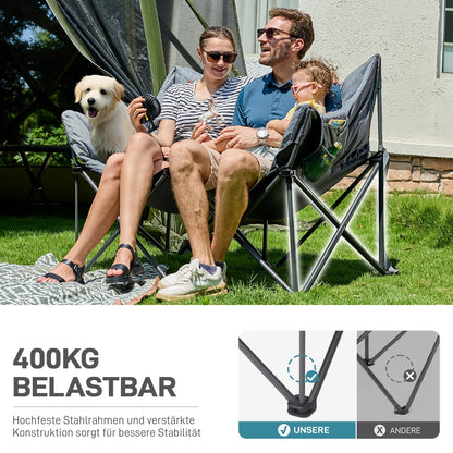 EVER ADVANCED Campingstuhl Faltsofa 2 Sitzer - Grau