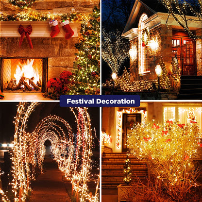 ELKTRY Cluster Lichterkette 2000 LED Aussen IP44 50m Warmweiss